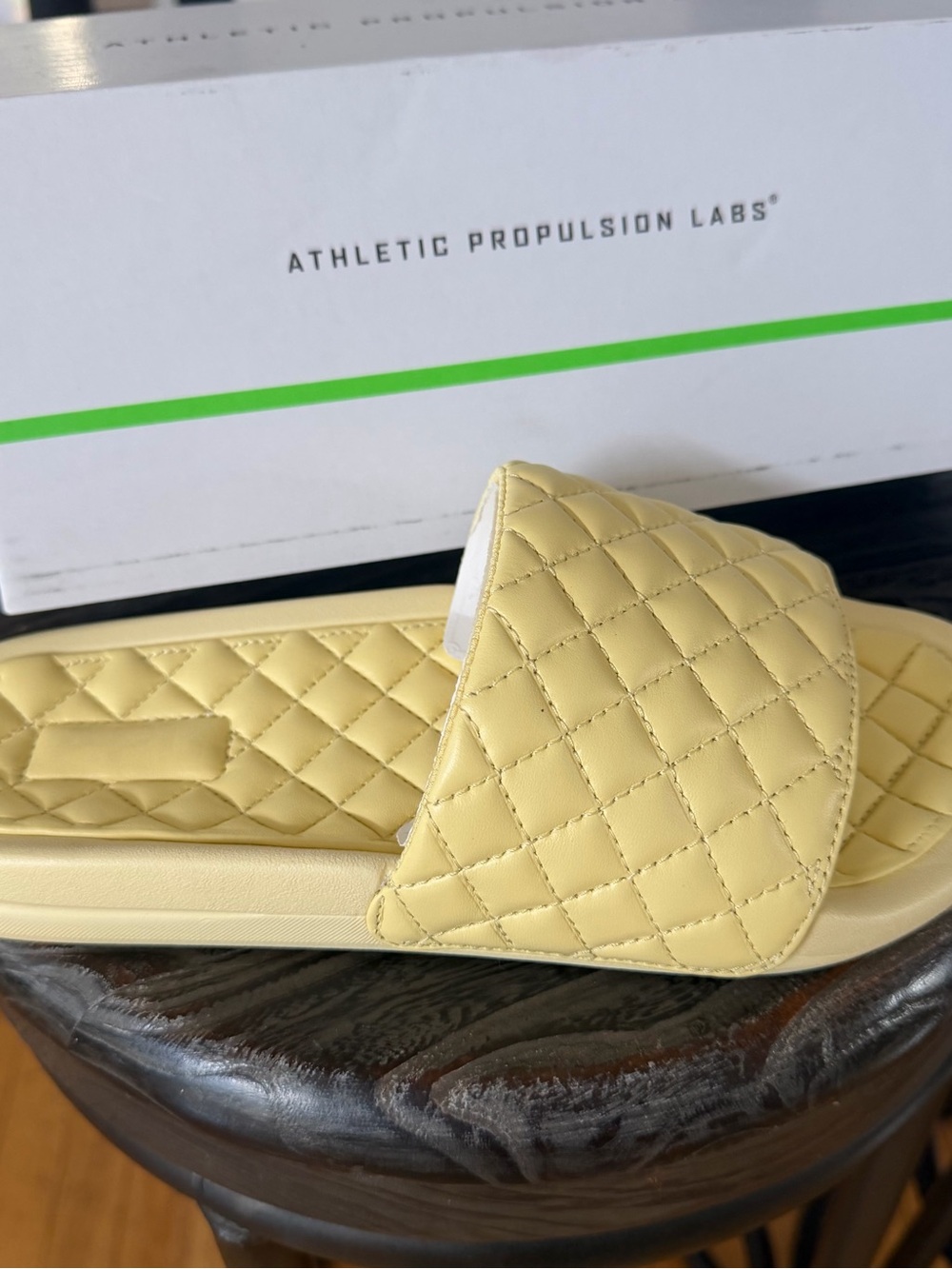 APL Quilted Slide Sandals in Lemon Zest